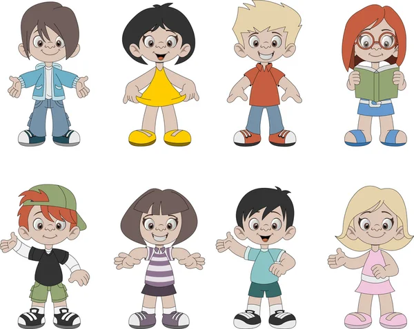 Gruppo di bambini felici cartone animato . — Vettoriale Stock