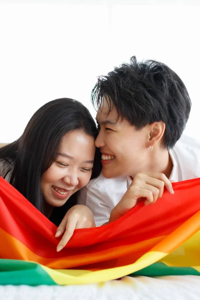 Amantes Pareja Lgbtq Una Chica Guapa Como Hombre Una Chica — Foto de Stock