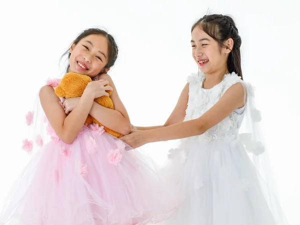 Портрет Близько Ізольованої Студії Знімок Двох Маленьких Азіатських Дітей Балерини — стокове фото