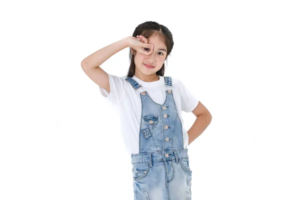 Portrait Isolated Studio Shot Young Long Hair Pretty Cute Girl — Stock Photo, Image