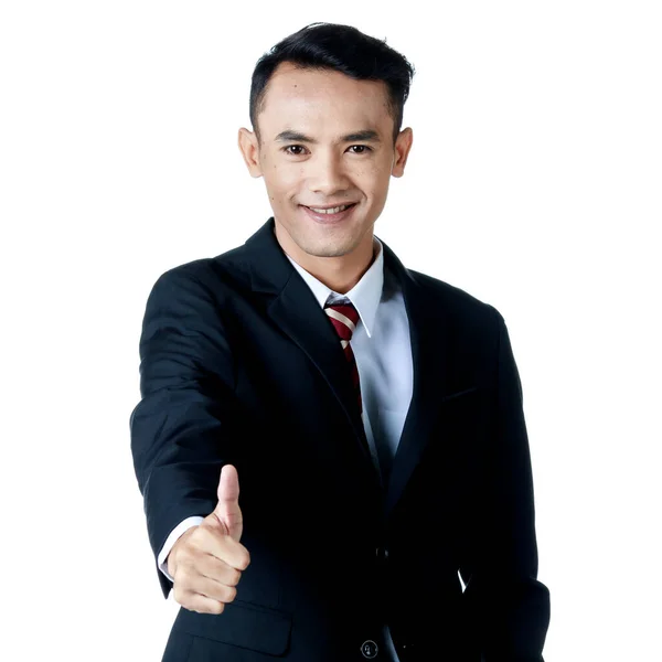 Young Attractive Asian Business Man Wearing Black Suit White Shirt — Stock Photo, Image