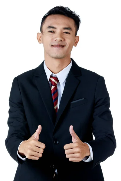 Young Attractive Asian Business Man Wearing Black Suit White Shirt — Stock Photo, Image