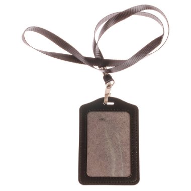 Boş rozet, beyaza izole edilmiş parlak rengi taklit ediyor. Sade boş isim etiketi, boyuna iple sarkıt, isim etiketi