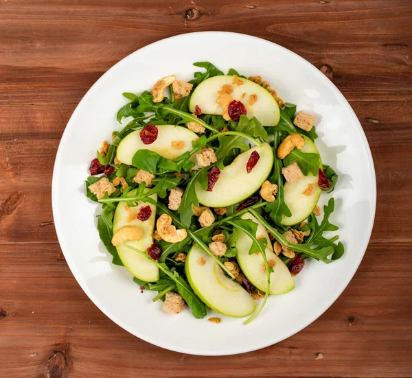Fresh Green Apple Slice Salad Rocket Leaf Oat Granular Dried — Stock Photo, Image