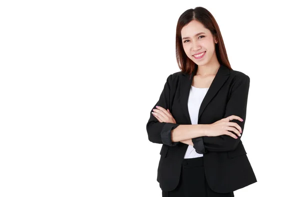 Retrato Asiático Bela Mulher Trabalho Negócios Com Cabelos Longos Vestindo — Fotografia de Stock
