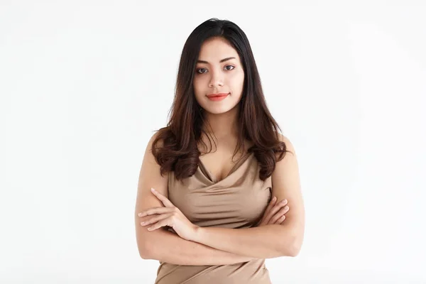 Retrato Uma Jovem Adolescente Asiática Com Cabelos Longos Pretos Fundo — Fotografia de Stock