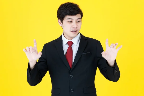 Horisontell Porträttbild Ung Vuxen Asiatisk Stilig Man Svart Lång Ärm — Stockfoto