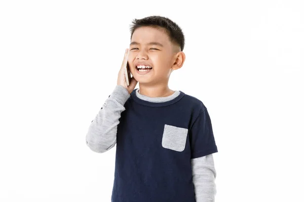 Piękny Portret Wycinanki Młodego Zdrowego Azjatyckiego Chłopca Szarym Swetrze Dżinsowej — Zdjęcie stockowe
