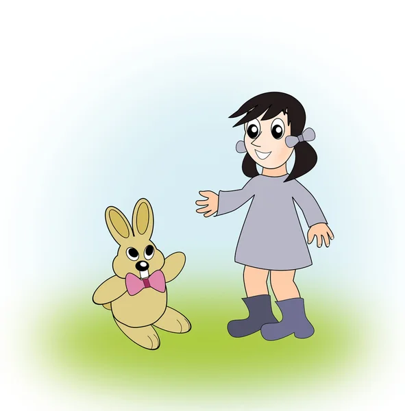 Girl and Rabbit. — Stock Photo, Image