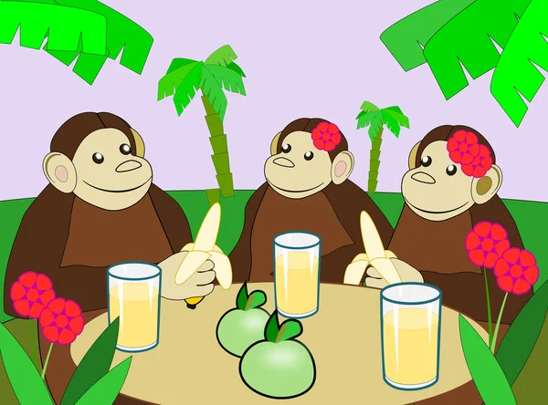 Monkeys with  Refreshment Royalty Free Stock Photos