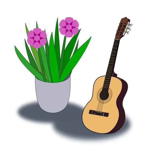 Гітара і вазон — стокове фото