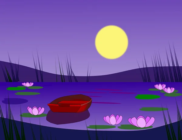月明かりの下でボートします。 — ストック写真
