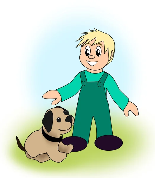 Boy with Dog — Stock Photo, Image