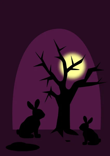 Rabbits in Moonlight — Stock Photo, Image