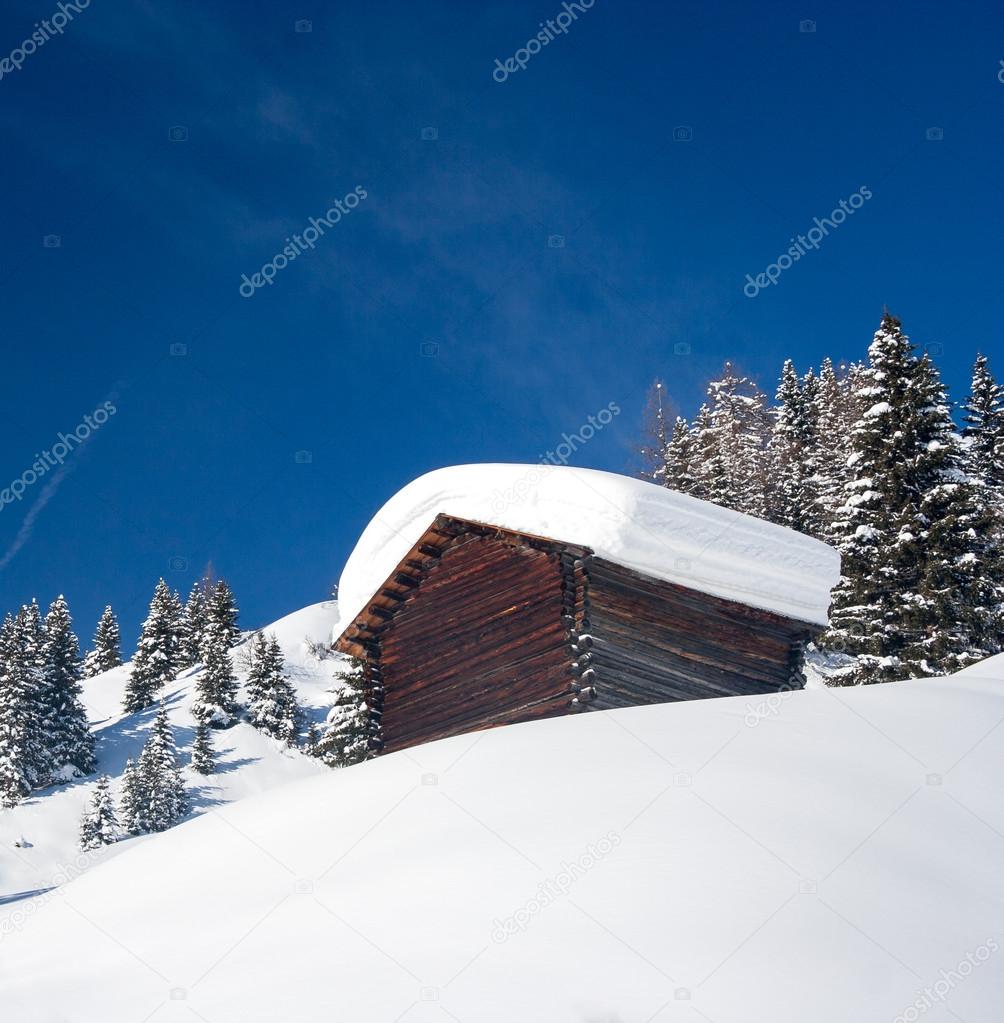 Lonely hunting snowbound lodge