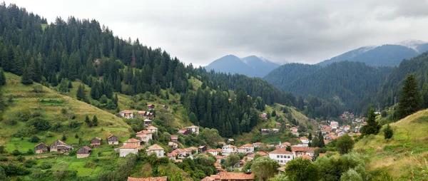 Деревня, окруженная сосновым лесом в Родопских горах — стоковое фото