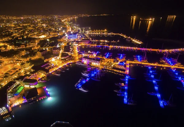 Aerial night view of Limassol Marina — Stock Photo, Image