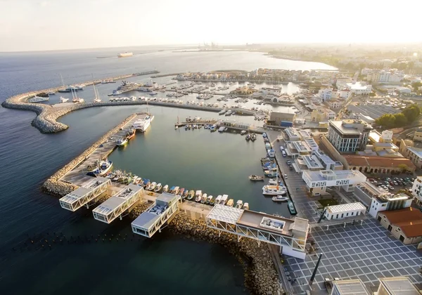 Vista aerea del porto vecchio di Limassol, Cipro — Foto Stock