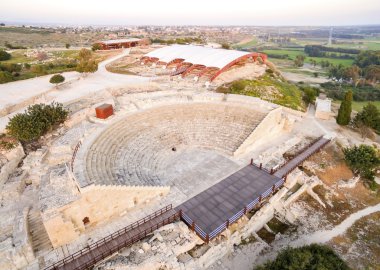 Aerial view of ancient theatre of Kourion clipart