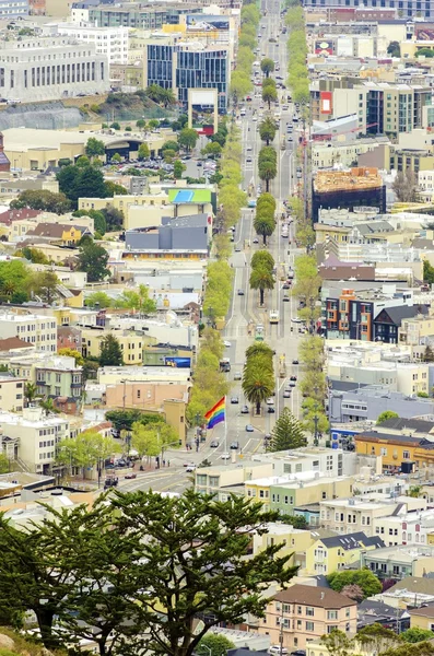 Letecký pohled na trh Street, castro, san francisco — Stock fotografie