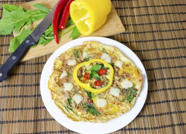 Ispanak biber ve karabiber omlet