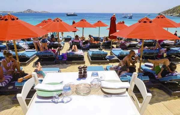 プサルウ ビーチ、ミコノス島、ギリシャ — ストック写真