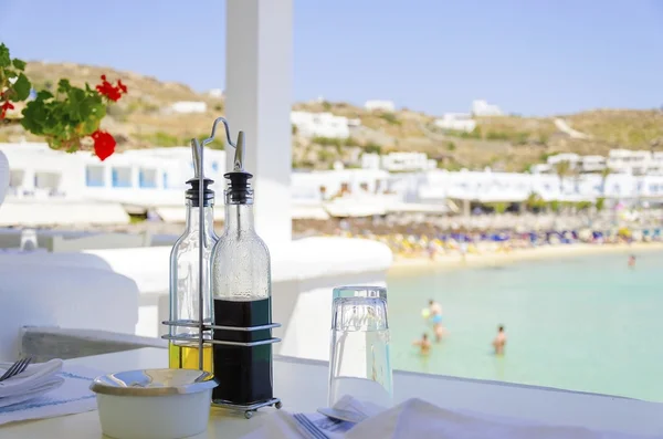 Beach bar restauracja, Mykonos — Zdjęcie stockowe