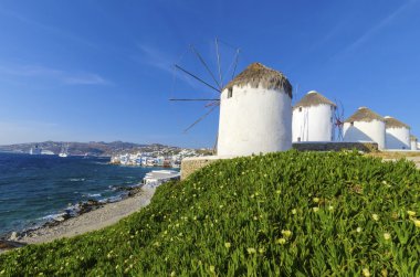 Mykonos yel değirmenleri, Chora, Yunanistan