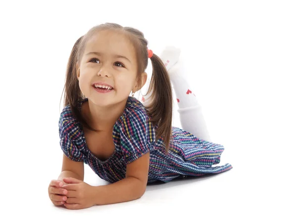 Na białym tle małej dziewczynki — Zdjęcie stockowe