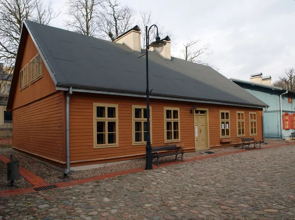 Wooden houses Lodz factory. — Stock Photo, Image