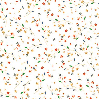 Pattrenler altın saplı çok renkli çiçeklerdir. Geometrik, izometrik.