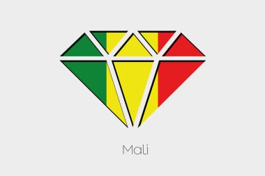 Mali bir elmas içindeki bir bayrak illüstrasyon