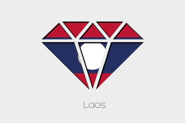 İçinde bir elmas Laos bayrağı illüstrasyon