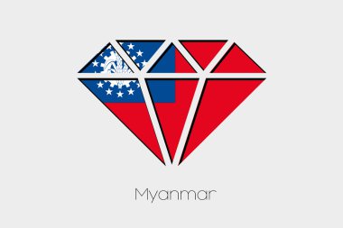 Bir elmas Myanmar içinde bir bayrak illüstrasyon