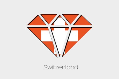 İsviçre'nin bir elmas içindeki bir bayrak illüstrasyon