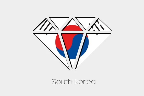 Μια Σημαία Εικόνα Μέσα Ένα Διαμάντι Της Νότιας Κορέας — Φωτογραφία Αρχείου