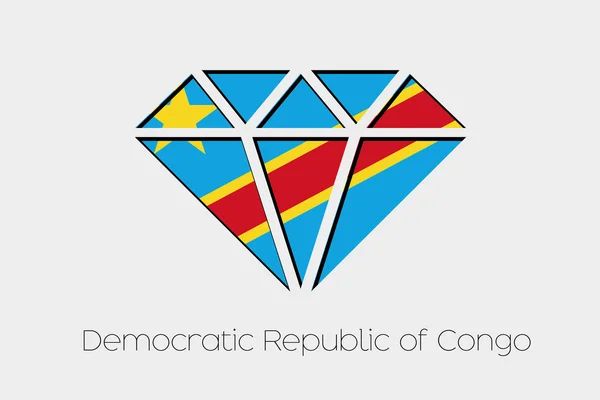 刚果民主共和国钻石内的旗帜插图 — 图库照片