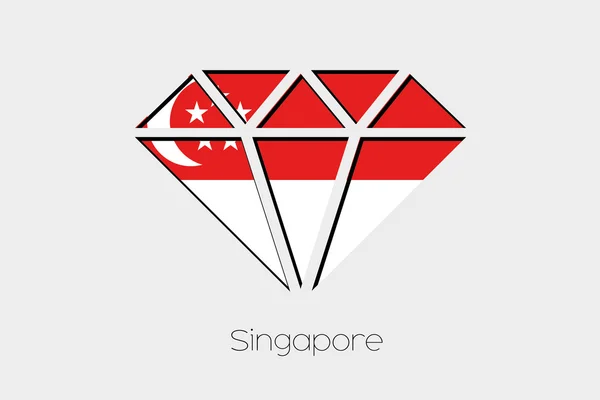 Flagga Illustration Inuti Diamant Singapore — Stockfoto