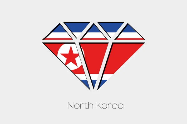 Een Illustratie Van Vlag Binnen Een Diamant Van Noord Korea — Stockfoto