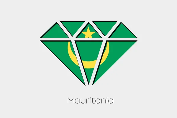 Een Illustratie Van Vlag Binnen Een Diamant Van Mauritanië — Stockfoto