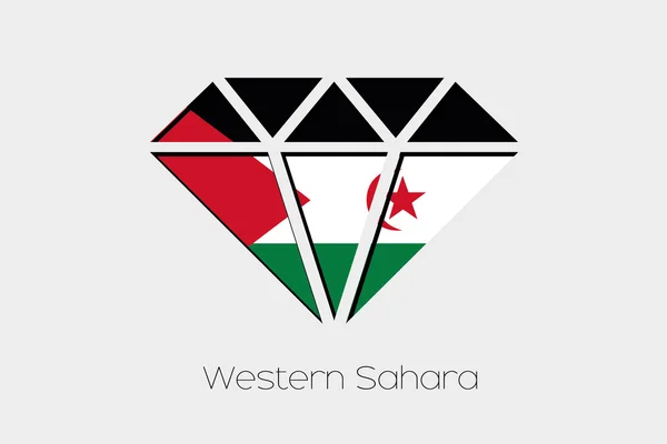 Flagga Illustration Inuti Diamant Västsahara — Stockfoto