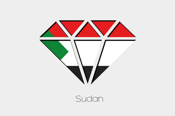 Flagga Illustration Inuti Diamant Sudan — Stockfoto