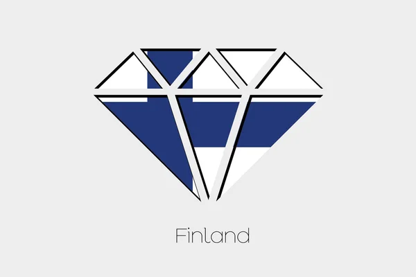 Illustration Drapeau Dans Diamant Finlande — Photo