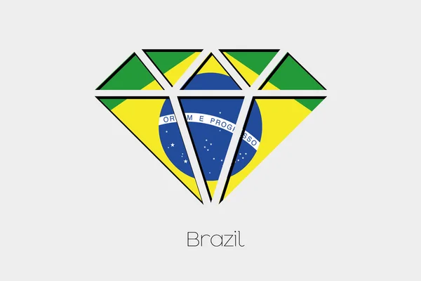 Illustration Drapeau Dans Diamant Brésil — Photo