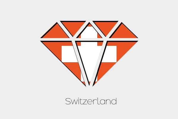 Een Illustratie Van Vlag Binnen Een Diamant Van Zwitserland — Stockfoto