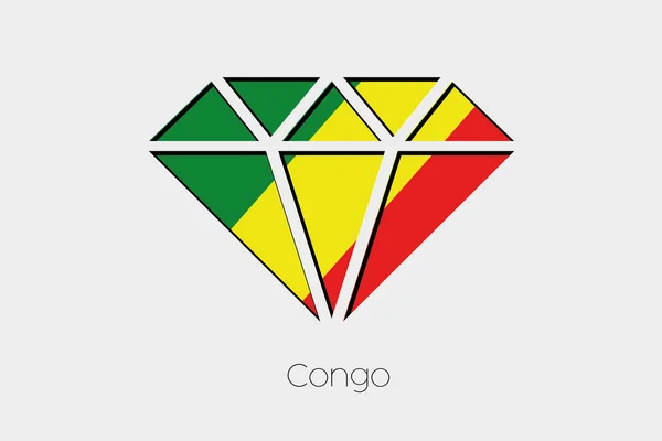 Flaga Ilustracja Wewnątrz Diament Konga — Zdjęcie stockowe