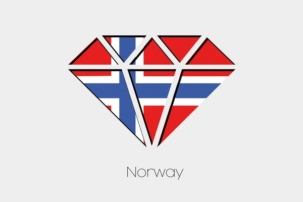 Flagga Illustration Inuti Diamant Norge — Stockfoto