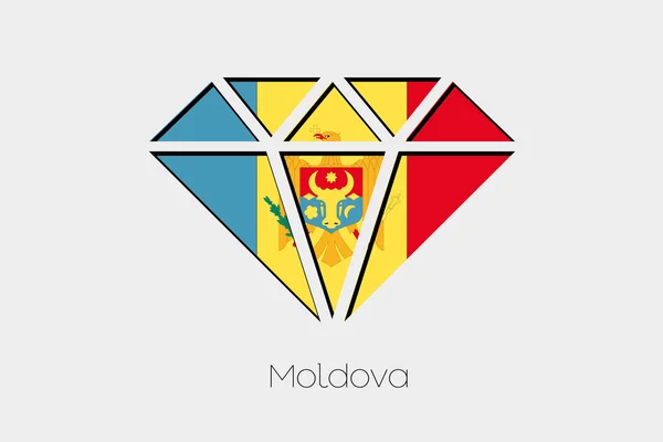 Flagga Illustration Inuti Diamant Moldavien — Stockfoto