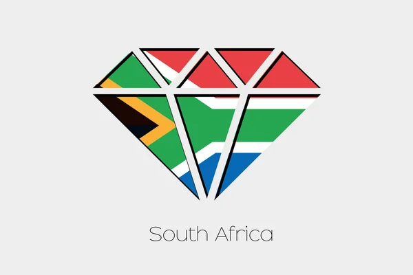 Vlajka Ilustrace Uvnitř Diamantu Jižní Afriky — Stock fotografie