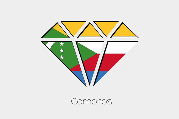Flagga Illustration Inuti Diamant Komorerna — Stockfoto